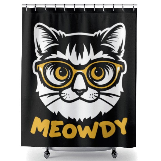 Meowdy Funny Kitty Michigan Gift Shower Curtains