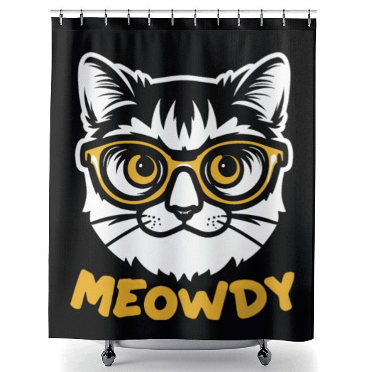 Meowdy Funny Kitty Michigan Gift Shower Curtains