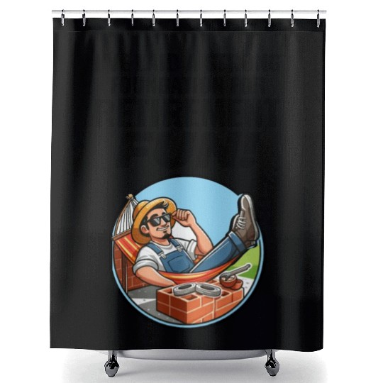 Retired Bricklayer: Retirement Foundations of Fun Shower Curtains