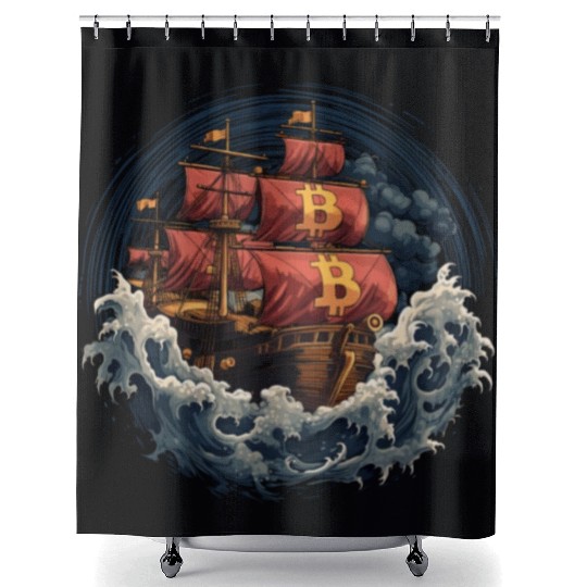 Bitcoin Ship Shower Curtains