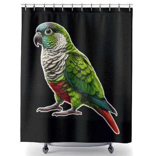 Green Cheeked Conure Drawing Conure Parrot Shower Curtains