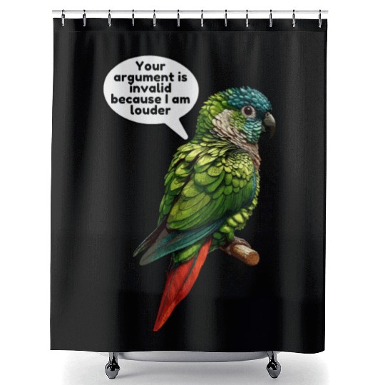 Green Cheek Conure Meme Funny Conure Parrot Shower Curtains