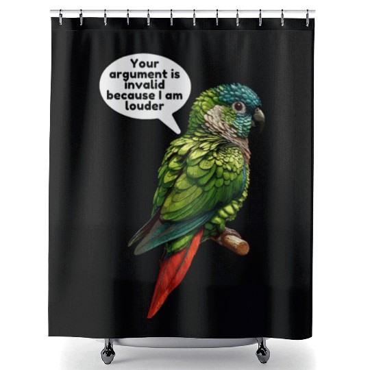 Green Cheek Conure Meme Funny Conure Parrot Shower Curtains