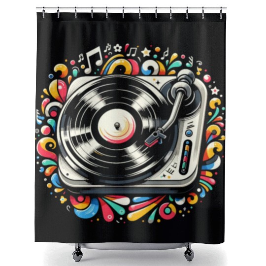 Vinyl Records LP Collector Record Lover Audiophile Shower Curtains
