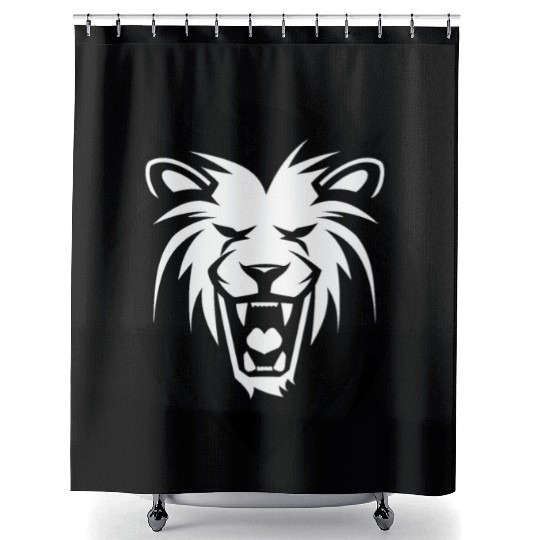 Roaring Lion Head Tattoo Style Elegant Mane Shower Curtains