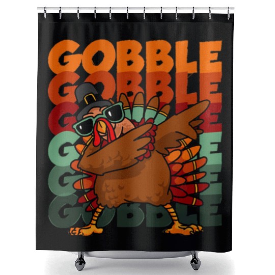 Dabbing Turkey Shower Curtains Thanksgiving Gobble