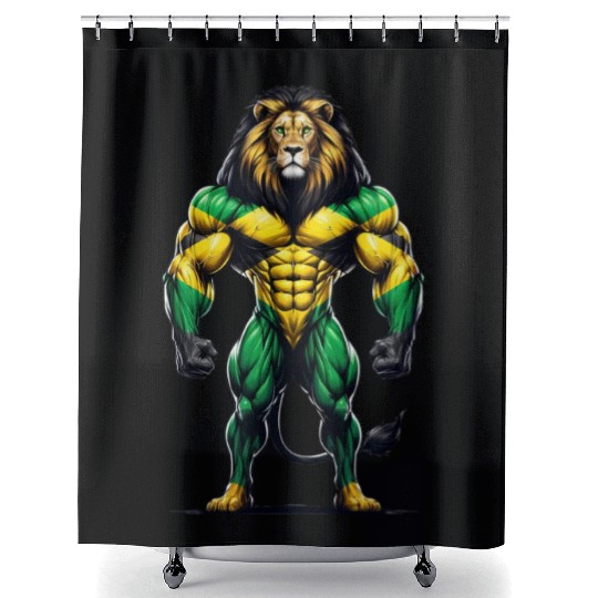 Jamaica lion reggae music Shower Curtains