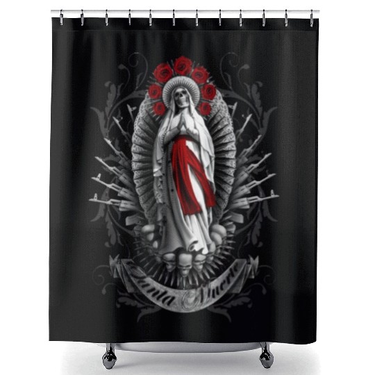 Santa Muerte, Devoción, Altar, Rituales, Oración, Shower Curtains