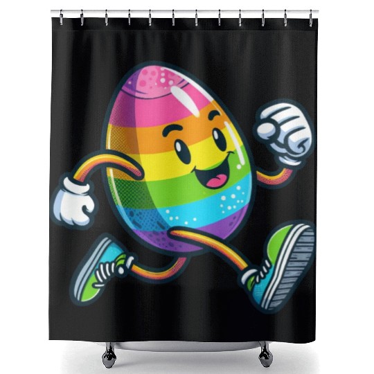 Easter Egg Marathon Jogging Running Fitness Shower Curtains