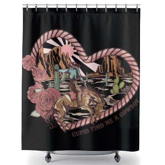 Cupid Find Me A Cowboy Shower Curtains