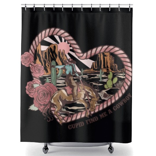 Cupid Find Me A Cowboy Shower Curtains