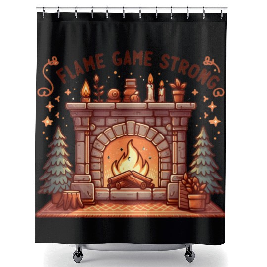 Fireplace: Flame Game Strong Shower Curtains