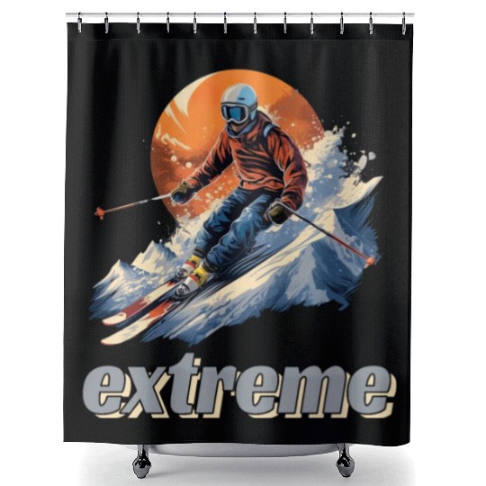 Skiing Off Piste Winter Fun for a Skiers Shower Curtains