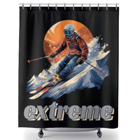 Skiing Off Piste Winter Fun for a Skiers Shower Curtains