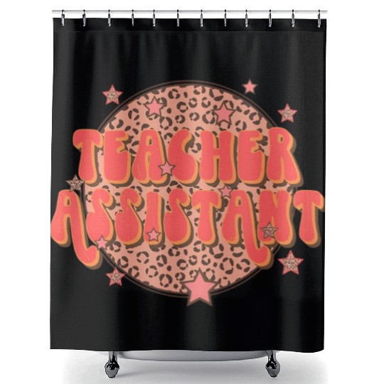 Retro Groovy Leopard Teacher Assistant Shower Curtains