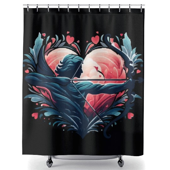 Valentine's Day 2024 - Cupid's arrow lover heart Shower Curtains