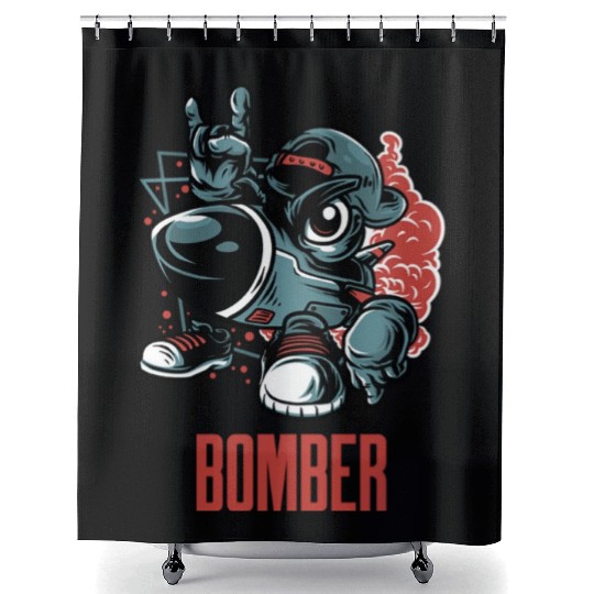 Street Style Bomber Rocket Aircraft Shower Curtains