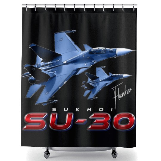 Sukhoi SU-30 Flanker Russian Fighterjet Shower Curtains