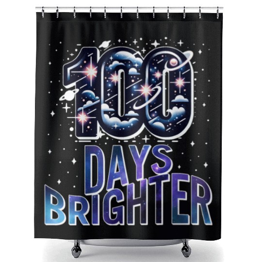 School Shower Curtains, 100 Days Brighter Stars Galaxy