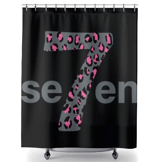 Seven in pink animal print Shower Curtains