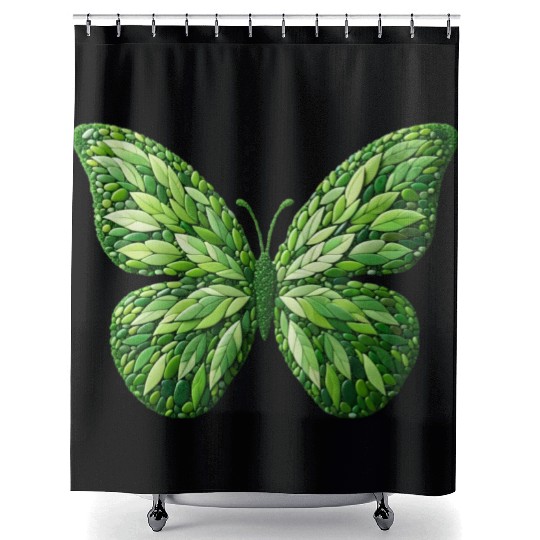 Verdant Leafwing Monarch Butterfly Shower Curtains