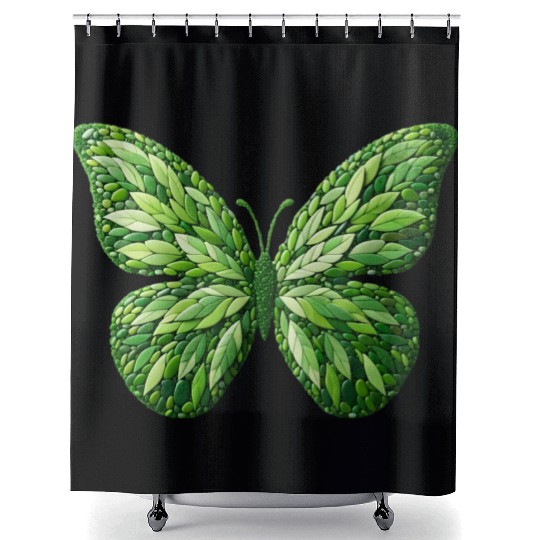 Verdant Leafwing Monarch Butterfly Shower Curtains