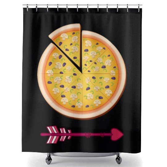 PIZZA is my valentine - Arrow Pointing Left Shower Curtains