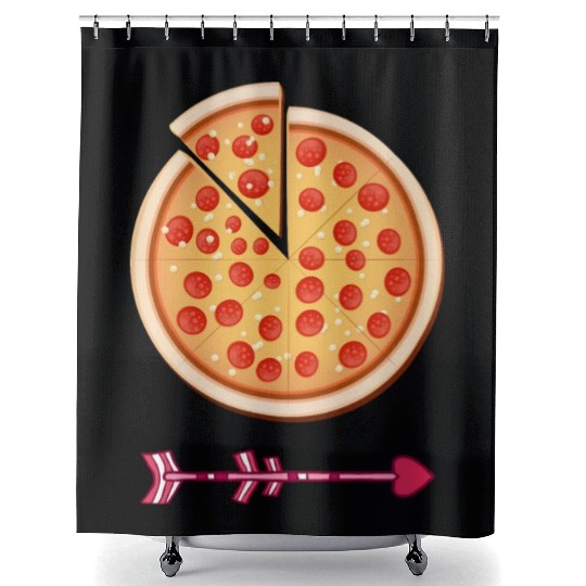PIZZA is my valentine - Arrow Pointing Left Shower Curtains