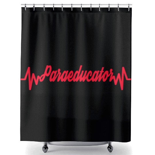 Mummy's work Heartbeat Mom Teacher Paraeducator Shower Curtains
