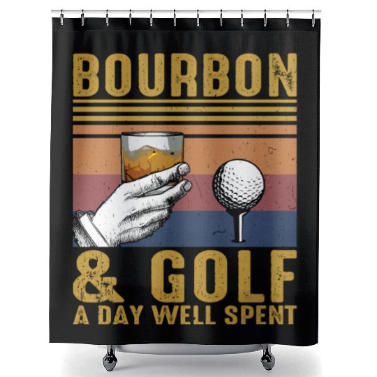 Bourbon Golf Funny Golfer Bourbon Lover Shower Curtains