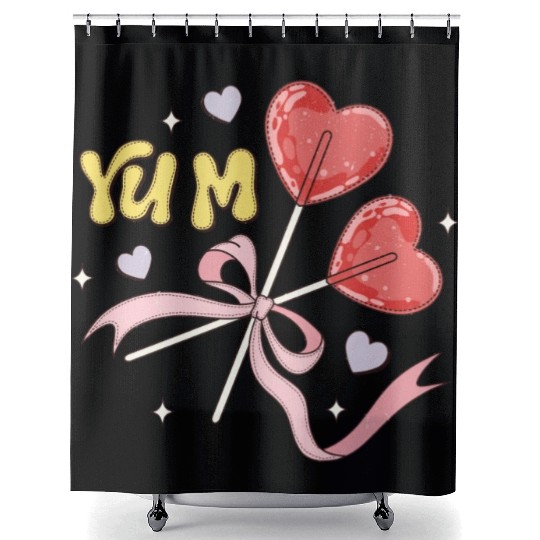 Valentine's Day Heart Lollipop Shower Curtains