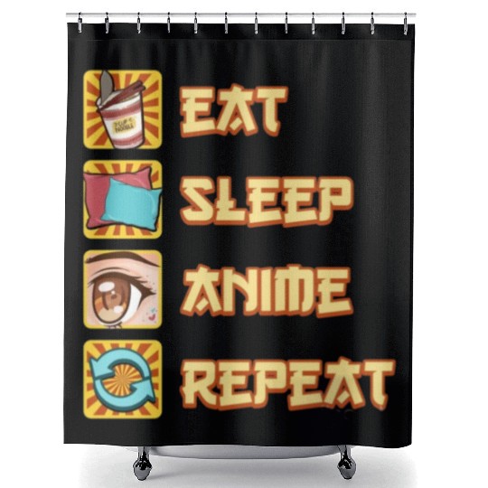 funny eat sleep anime repeat the perfect presents Shower Curtains