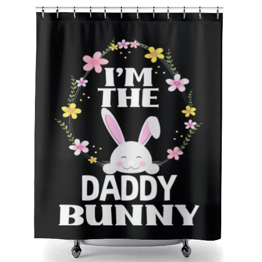 I Am Daddy Easter Bunny Flower Wreath Easter Shower Curtains