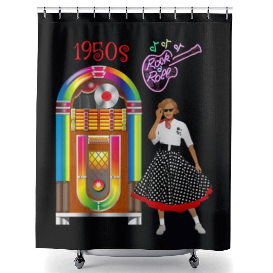 Rock and Roll Vintage Jukebox Shower Curtains