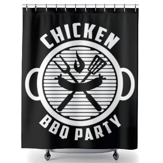 Chicken BBQ Party - BBQ Barbeque Shower Curtains