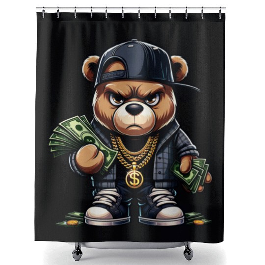 teddy bear with money Shower Curtains