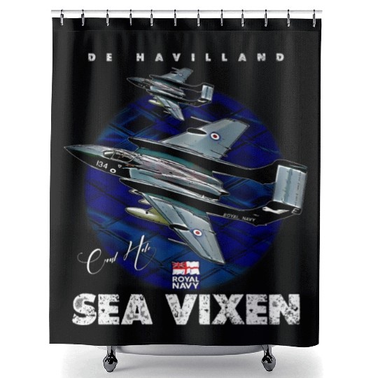 de Havilland Sea Vixen Royal Navy Fighter Aircraft Shower Curtains