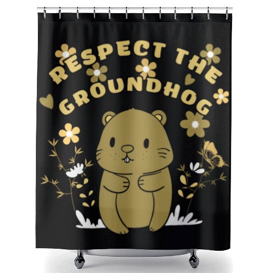 Respect The Groundhog,FUNNY Groundhog Shower Curtains