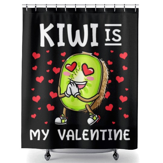 Kiwi Is My Valentine Fruit Valentines Day Shower Curtains