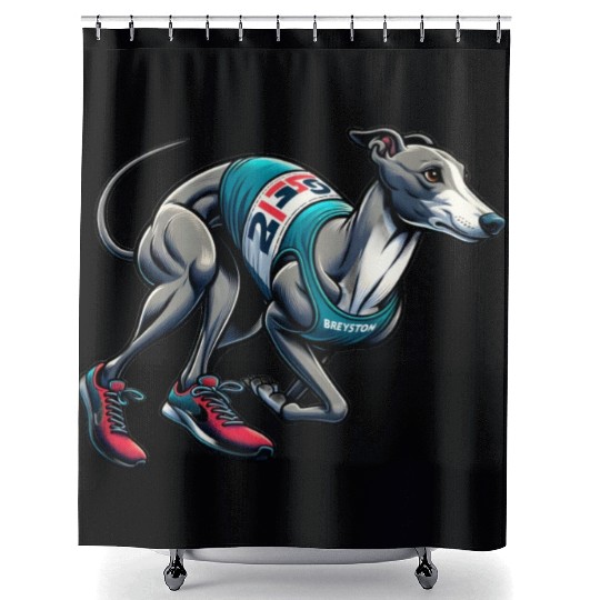Marathon Master: Greyhound's Race Day Shower Curtains