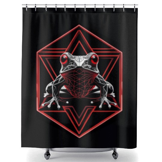 GEOMETRIC RED FROG Shower Curtains