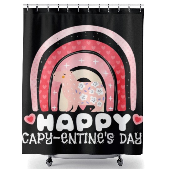 Comfort Colors Capybara Valentines Day Cute Funny Shower Curtains