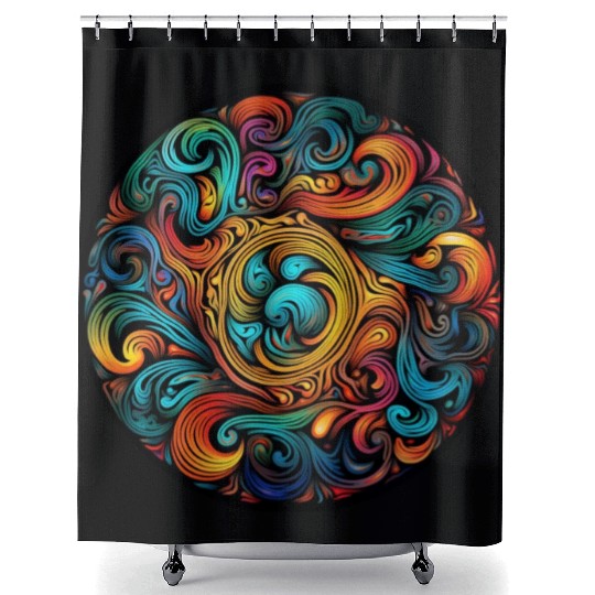 Abstract Spectrum Spiral Shower Curtains