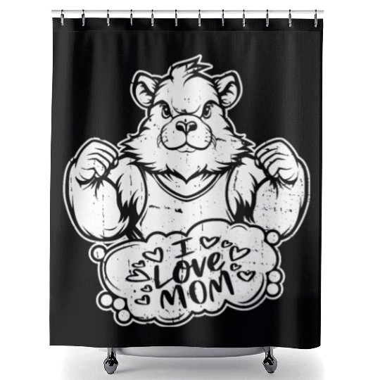 Guinea Pig Cavy I Love Mom Shower Curtains