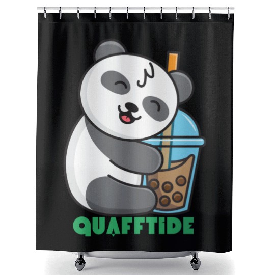 Time for a drink with panda cute panda Shower Curtains