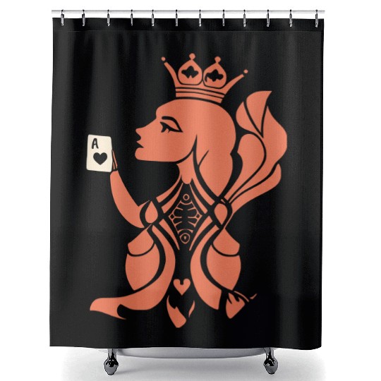 Queen Hearts Playing Card Design 2 Color Vector Shower Curtains