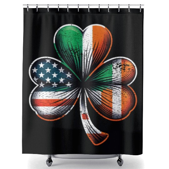 Irish American Shamrock Stars Stripes Shower Curtains