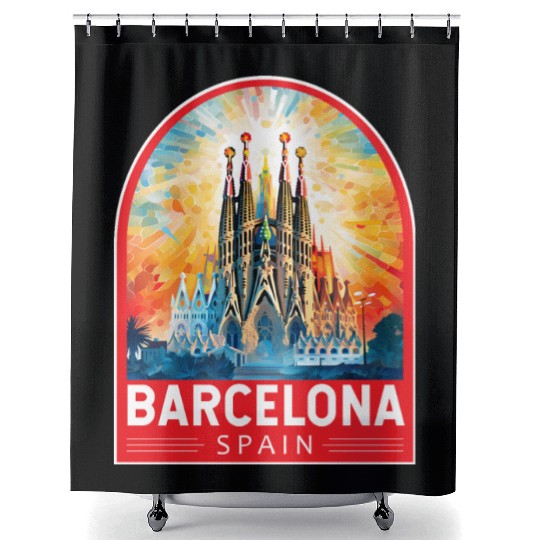 Barcelona Spain Travel Art Emblem Shower Curtains