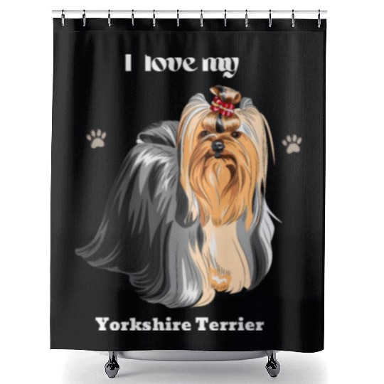 Yorkshire Terrier, Dog Dad, Dog Mom, Pet Lover Shower Curtains
