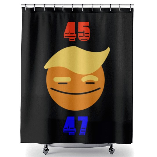 Support Donald J. Trump. 45 47 Trump Smile Face. Shower Curtains